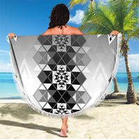 New Zealand Beach Blanket Poutama Mix Gray Taniko Inspired Art LT05 - Polynesian Pride