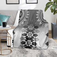 New Zealand Blanket Poutama Mix Gray Taniko Inspired Art LT05 - Polynesian Pride