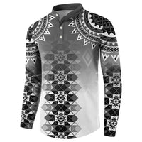 New Zealand Button Sweatshirt Poutama Mix Gray Taniko Inspired Art LT05 - Polynesian Pride