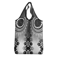 New Zealand Grocery Bag Poutama Mix Gray Taniko Inspired Art LT05 - Polynesian Pride