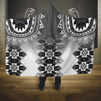 New Zealand Hooded Blanket Poutama Mix Gray Taniko Inspired Art LT05 - Polynesian Pride