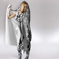 New Zealand Hooded Blanket Poutama Mix Gray Taniko Inspired Art LT05 - Polynesian Pride