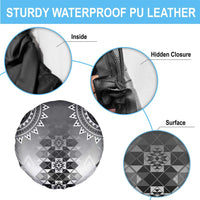 New Zealand Spare Tire Cover Poutama Mix Gray Taniko Inspired Art LT05 - Polynesian Pride