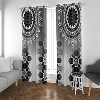 New Zealand Window Curtain Poutama Mix Gray Taniko Inspired Art LT05 With Grommets Gray - Polynesian Pride