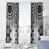 New Zealand Window Curtain Poutama Mix Gray Taniko Inspired Art LT05 - Polynesian Pride