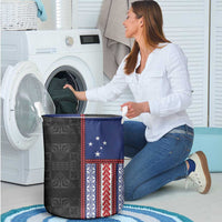 Samoa Flag Laundry Basket Ula Fala With Samoan Siapo LT05 - Polynesian Pride