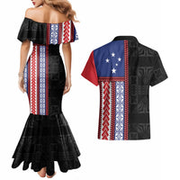 Samoa Flag Couples Matching Mermaid Dress and Hawaiian Shirt Ula Fala With Samoan Siapo LT05 - Polynesian Pride