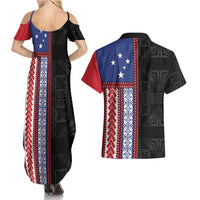Samoa Flag Couples Matching Summer Maxi Dress and Hawaiian Shirt Ula Fala With Samoan Siapo LT05 - Polynesian Pride