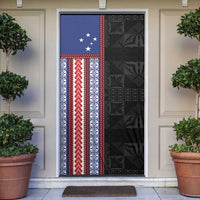 Samoa Flag Door Cover Ula Fala With Samoan Siapo LT05 Black - Polynesian Pride