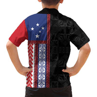Samoa Flag Family Matching Long Sleeve Bodycon Dress and Hawaiian Shirt Ula Fala With Samoan Siapo - Polynesian Pride