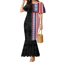 Samoa Flag Family Matching Mermaid Dress and Hawaiian Shirt Ula Fala With Samoan Siapo - Polynesian Pride