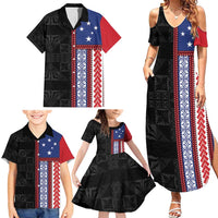 Samoa Flag Family Matching Summer Maxi Dress and Hawaiian Shirt Ula Fala With Samoan Siapo - Polynesian Pride