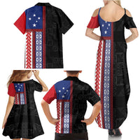 Samoa Flag Family Matching Summer Maxi Dress and Hawaiian Shirt Ula Fala With Samoan Siapo - Polynesian Pride