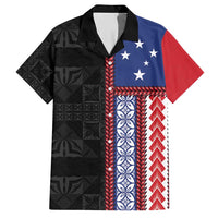 Samoa Flag Hawaiian Shirt Ula Fala With Samoan Siapo LT05 Black - Polynesian Pride