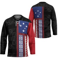 Samoa Flag Hockey Jersey Ula Fala With Samoan Siapo LT05 - Polynesian Pride