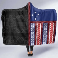 Samoa Flag Hooded Blanket Ula Fala With Samoan Siapo LT05 One Size Black - Polynesian Pride