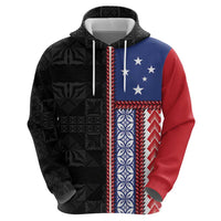 Samoa Flag Hoodie Ula Fala With Samoan Siapo LT05 - Polynesian Pride