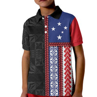 Samoa Flag Kid Polo Shirt Ula Fala With Samoan Siapo LT05 Kid Black - Polynesian Pride