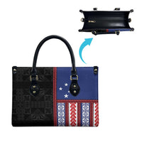 Samoa Flag Leather Bag Ula Fala With Samoan Siapo - Polynesian Pride