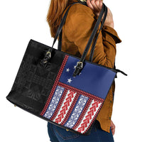Samoa Flag Leather Tote Bag Ula Fala With Samoan Siapo - Polynesian Pride