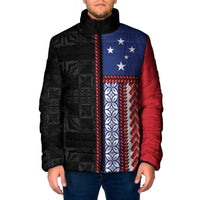 Samoa Flag Padded Jacket Ula Fala With Samoan Siapo LT05 Men Black - Polynesian Pride
