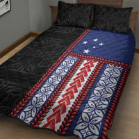 Samoa Flag Quilt Bed Set Ula Fala With Samoan Siapo - Polynesian Pride