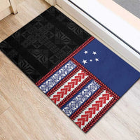 Samoa Flag Rubber Doormat Ula Fala With Samoan Siapo LT05 - Polynesian Pride