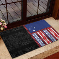 Samoa Flag Rubber Doormat Ula Fala With Samoan Siapo LT05 - Polynesian Pride