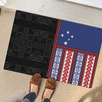 Samoa Flag Rubber Doormat Ula Fala With Samoan Siapo LT05 - Polynesian Pride
