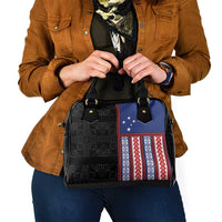 Samoa Flag Shoulder Handbag Ula Fala With Samoan Siapo - Polynesian Pride