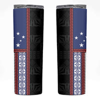 Samoa Flag Skinny Tumbler Ula Fala With Samoan Siapo LT05 Black - Polynesian Pride