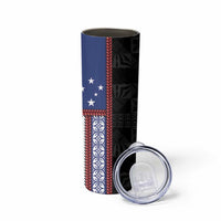 Samoa Flag Skinny Tumbler Ula Fala With Samoan Siapo LT05 - Polynesian Pride