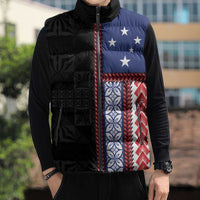 Samoa Flag Sleeveless Puffer Jacket Ula Fala With Samoan Siapo LT05 - Polynesian Pride