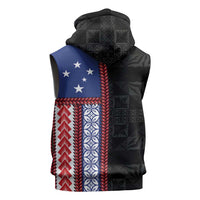 Samoa Flag Sleeveless Zip Hoodie Ula Fala With Samoan Siapo LT05 - Polynesian Pride
