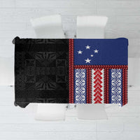 Samoa Flag Tablecloth Ula Fala With Samoan Siapo LT05 Black - Polynesian Pride