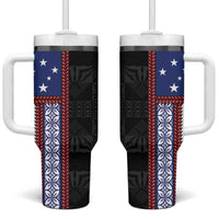 Samoa Flag Tumbler With Handle Ula Fala With Samoan Siapo - Polynesian Pride
