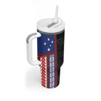 Samoa Flag Tumbler With Handle Ula Fala With Samoan Siapo - Polynesian Pride