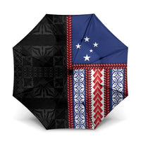 Samoa Flag Umbrella Ula Fala With Samoan Siapo LT05 One Size Folded 11.42 inch Opened Diameter 37.4 inch Black - Polynesian Pride