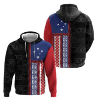 Samoa Flag Zip Hoodie Ula Fala With Samoan Siapo LT05 - Polynesian Pride