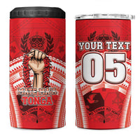Custom Tonga Rugby Mate Ma'a 4 in 1 Can Cooler Tumbler Tongan Pride Unique Style - Polynesian Pride
