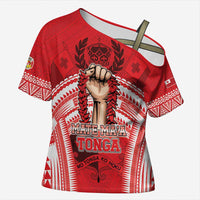 Custom Tonga Rugby Mate Ma'a Cross Shoulder Shirt Tongan Pride Unique Style - Polynesian Pride