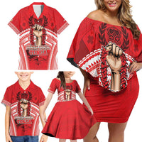 Custom Tonga Rugby Mate Ma'a Family Matching Off Shoulder Short Dress and Hawaiian Shirt Tongan Pride Unique Style - Polynesian Pride