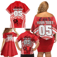Custom Tonga Rugby Mate Ma'a Family Matching Off Shoulder Short Dress and Hawaiian Shirt Tongan Pride Unique Style - Polynesian Pride