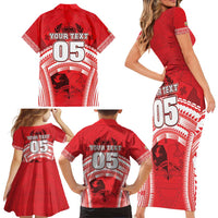 Custom Tonga Rugby Mate Ma'a Family Matching Short Sleeve Bodycon Dress and Hawaiian Shirt Tongan Pride Unique Style - Polynesian Pride