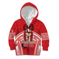 Custom Tonga Rugby Mate Ma'a Kid Hoodie Tongan Pride Unique Style LT05 Zip Hoodie Red - Polynesian Pride