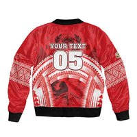 Custom Tonga Rugby Mate Ma'a Sleeve Zip Bomber Jacket Tongan Pride Unique Style - Polynesian Pride