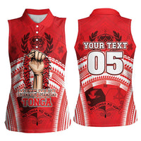 Custom Tonga Rugby Mate Ma'a Women Sleeveless Polo Shirt Tongan Pride Unique Style - Polynesian Pride