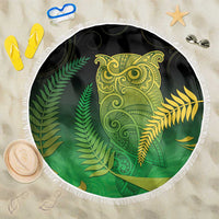 New Zealand Aotearoa Ruru Beach Blanket Maori Fern Art Green LT05 One Size 150cm Green - Polynesian Pride