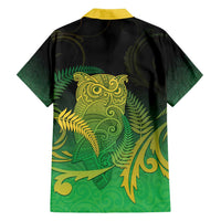 New Zealand Aotearoa Ruru Family Matching Puletasi and Hawaiian Shirt Maori Fern Art Green