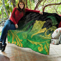 New Zealand Aotearoa Ruru Quilt Maori Fern Art Green